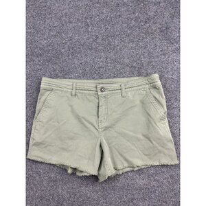 Prana Shorts Womens 12 Green Organic Cotton Chino Raw Hem Casual Summer Stretch